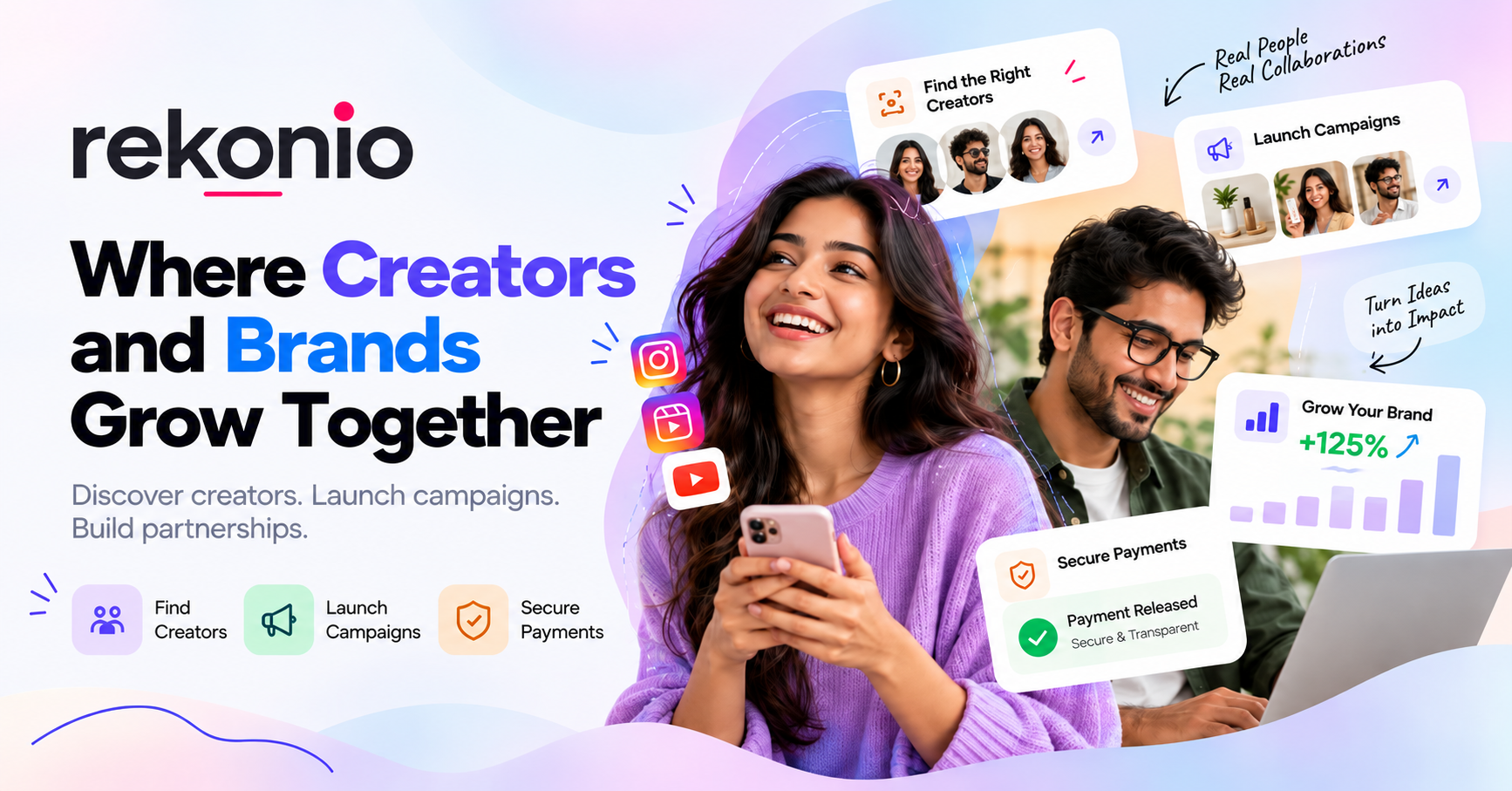 Brand marketer and creator reviewing a campaign brief together